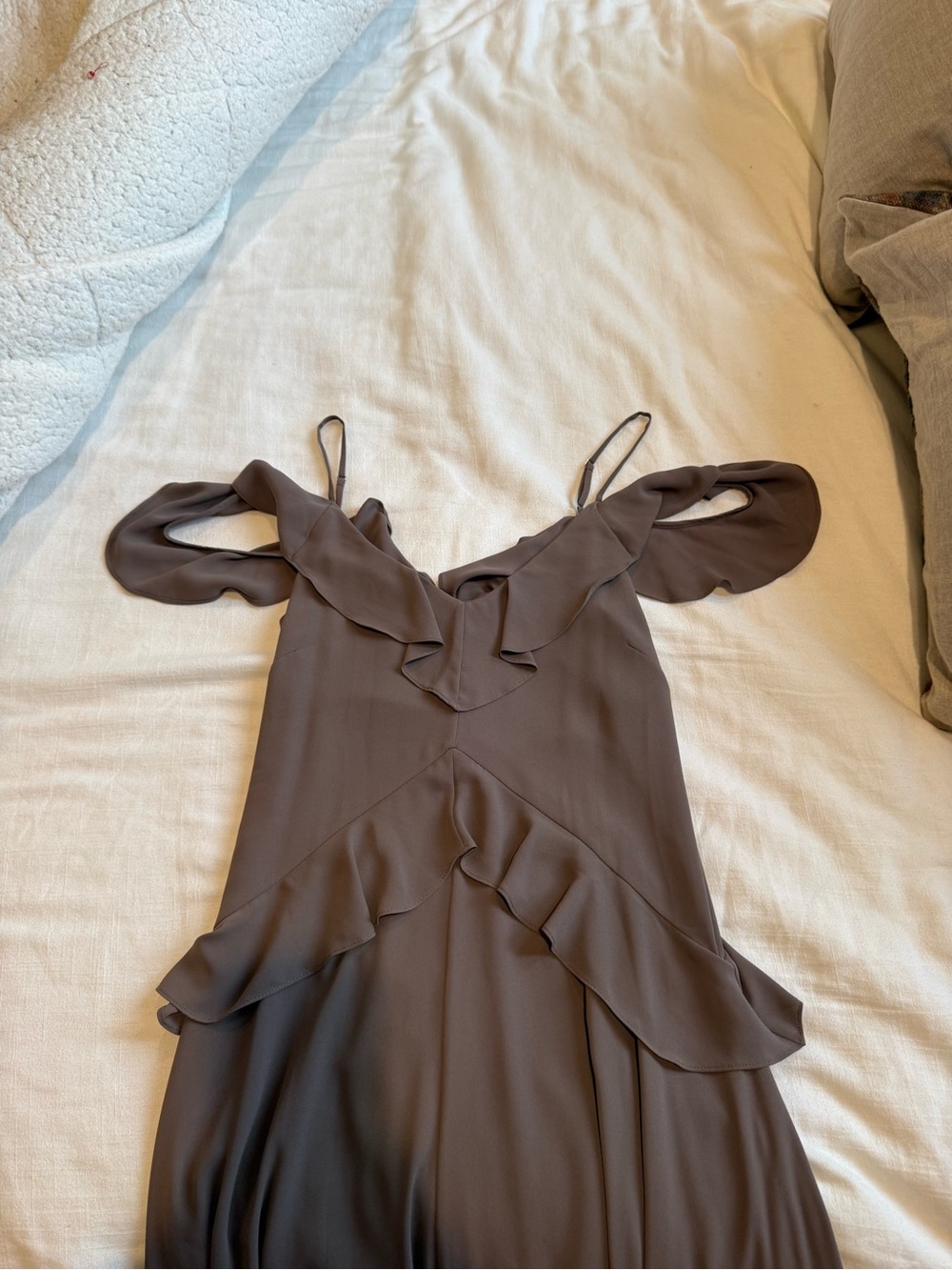 BCBGMaxAzria Mauve Asymmetrical Ruffle Slip Dress - Picture 7 of 7